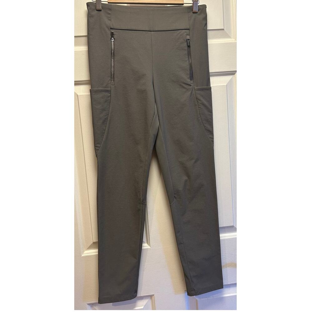 Athleta Gray High-Rise Slim Fit Pants Zip Pockets Performance Stretch, Size 8
